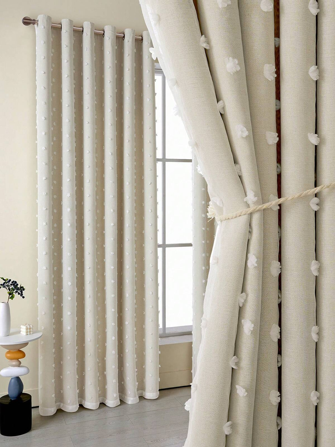 1pc Double-Layer Blackout Curtain With Metal Rings, Available In Beige, Pink, Grey, Double-Layer Heat Insulation, Top Metal Rings For Easy Hanging - Suitable For Living Room, Bedroom, Office, Holiday Decor, All Seasons