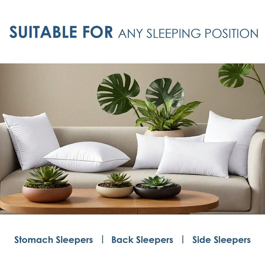 YUNDO Label 4-Piece White Pillow Core, Lightweight Down Instead Of Polyester Pillow, Sofa Cushion, Bed Pillow (4pc)